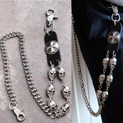 Mens Motorcyle KeyChain Jean Biker Wallet Belts Chain Skull Charm Gothic Rock Skull Pants Trousers Waist Key Mens BL48