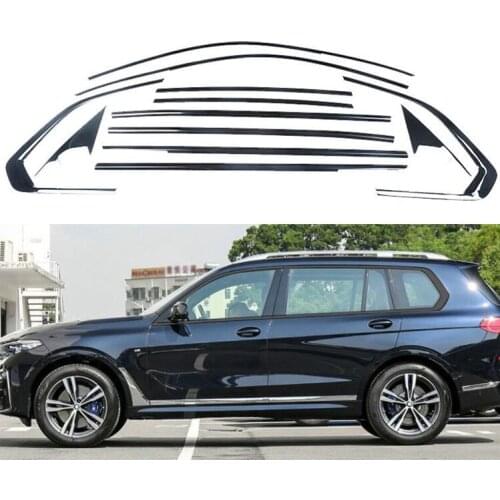 Stainless Steel Car Door Full Window Frame Window Sill Molding Trim Cover For BMW X7 G07 2020 2021 2022 (silver black))