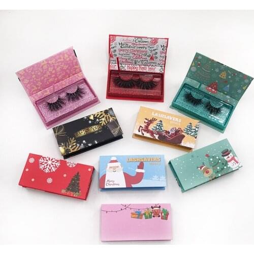 New Design Christmas Eyelash Hard Packaging Box Candy Halloween Rectangle Empty Nail Packaging Magnetic Case with Clear Tray