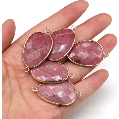 Natural Stone Connectors Faceted irregular Pendants Links Red-vein Charm for Jewelry Making Necklace 22x38mm
