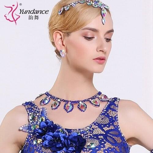 Lady Rhyme Dances Diamond Necklace Female Modern Dances Wear Girls Diamond Accessories Female Rhinestone Dancing Necklace B-6575
