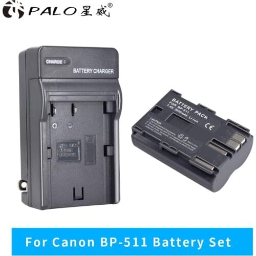 Palo 7.4 V 2650mAh bp-511 BP 511 digital Batteries camera +cargador charger Canon EOS D60 300D 5D 20D 30D 50D 2500 M