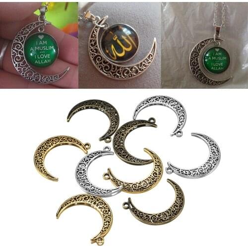 10Pcs/Lot 30X40mm Moon Charms Antique Tibetan Silver Pendants For DIY Bracelets Necklace Jewelry Making Findings Supplies