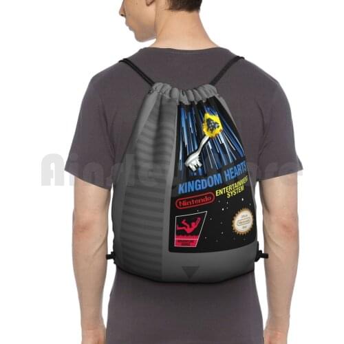 Kingdom Hearts Nes Cartridge Backpack Drawstring Bag Riding Climbing Gym Bag Aqua Terra Ventus Kingdom Hearts Birth Sleep