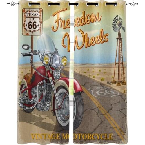 Highway Motorcycle Retro Style Modern Luxury Curtains Living Room Bathroom Kitchen Curtains Household Products