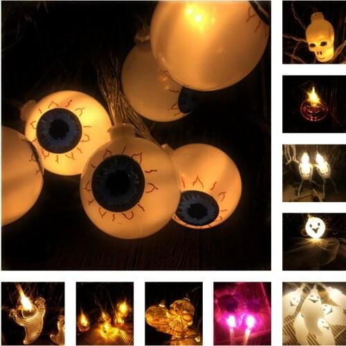 2m 10Led Halloween Pumpkin Ghost Skeletons Bat Spider Led Light String Festival Bar Courtyard Home Party Decor Halloween Decor
