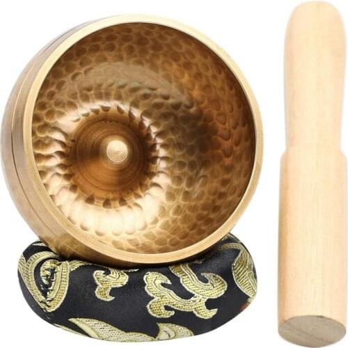 Tibetan Singing Bowl Set with New Dual End Stroker & Cushion Handcrafted for Meditation Yoga Spiritual Healing