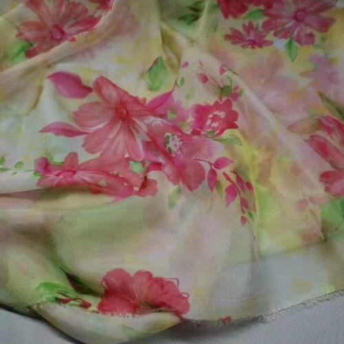 Thin Chiffon Fabric for Dress Cosplay Silky Thin Fabric 30D Floral Soft Fabric Light DIY Cosplay