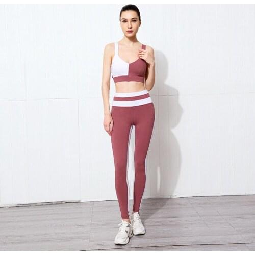 Top Design Plain Padded Fitness Brand Sportwear Color Block Gym Active Wear Unique Yoga Pants Sets