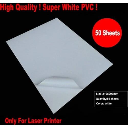 Hight Qunlity 50 Sheets White PVC A4 Sticker Vinyl PVC Blank Sticker Super White Waterproof Sticker ONLY For Laser Printer