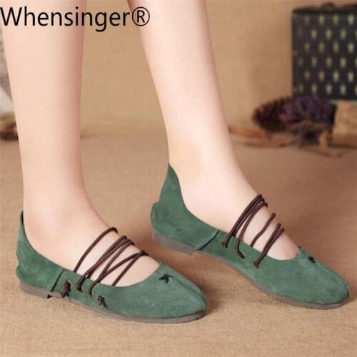 Whensinger - 2017 Woman Flats Female Shoes Loafers Cute Casual Ballet Dance Solid Elastic Band Retro Fashion LA8-2 sneakers