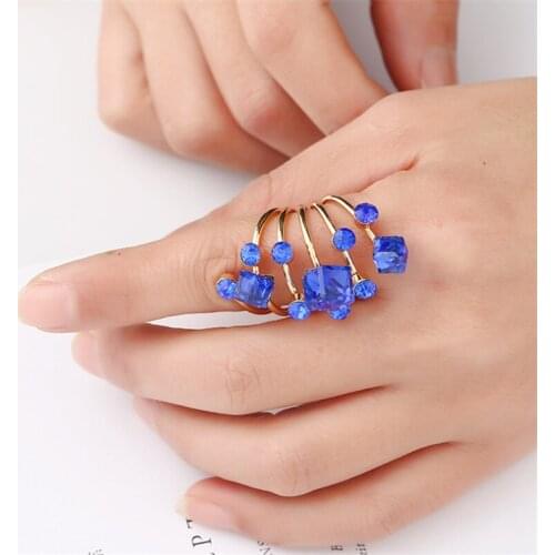 WWLB Trendy 2021 New Korean Girls Lovely Bright Colorful Cartoon Bear Geometric Chunky Clear Resin Ring For Women Party Jewelry