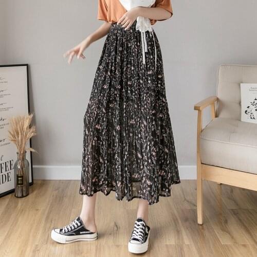 Womens Skirt Vintage Clothes Long Skirts White Harajuku Summer High Waist Streetwear 2021 Fashion flowy Spring Elastic Chiffon