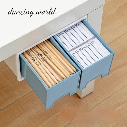 2021 Drawer Pencil Tray Self-Adhesive Hidden Organizer Pen Box Barrel Office Sundries Storage Box Desk Stationery Kawaii Storage