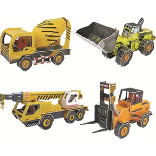 3D Paper Puzzle Engineering Vehicle Dump Truck Dozer CRANE Model Kits DIY 3D Laser Cut Assemble Jigsaw Toys For Children Gift