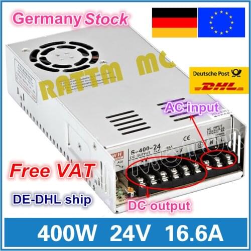 400W 24V Switch DC Power supply S-400-24 16.6A Single Output for CNC Router Foaming Mill Cut Laser Engraver Plasma