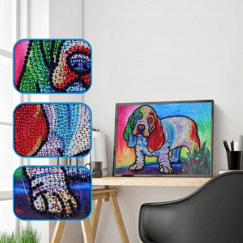 5D DIY Special Shaped Diamond Painting Colorful Dog Cross Stitch Needlework Embroidery Home Mosaic Stitch Wall Decoration