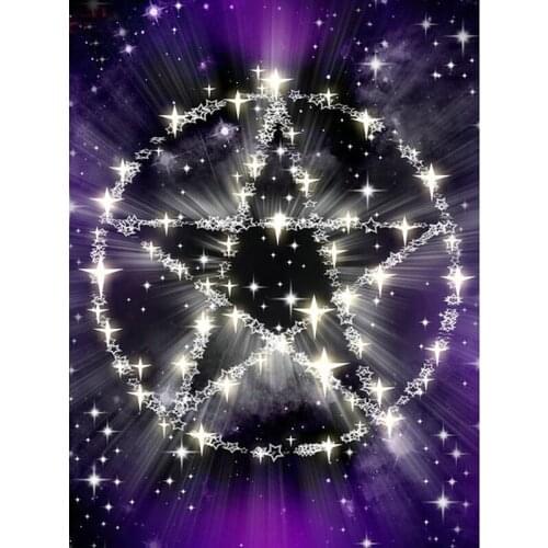 DIY Diamond Painting Cross Stitch Pentagram Full Diamond Embroidery Star Scene Pattern 3D Square Rhinestone Mosaic Needlework