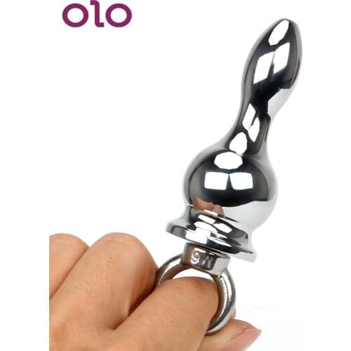 OLO Stainless Steel Anal Plug Anal Bead Butt Plug Handheld Anus Massage Erotic Toys Sex Toys for Men Women Gay