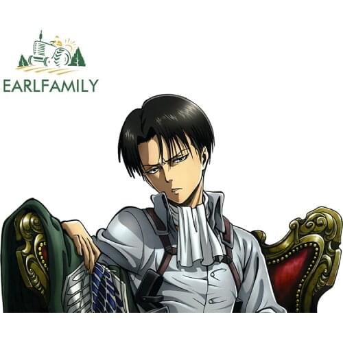 EARLFAMILY 13cm x 8.3cm Auto Car Stickers for Anime Attack on Titan Decals Levi Cool Sticker Car Wall Window Decoration