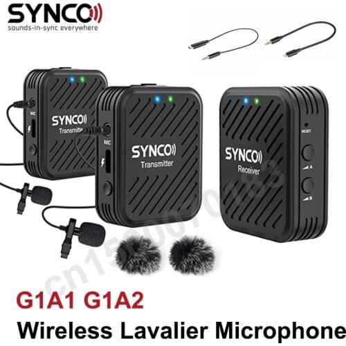 SYNCO G1 G1A1 G1A2 Wireless Lavalier Microphone System 2.4GHz Studio Condenser Interview Mic for Phone DSLR YouTube TikTok Mic