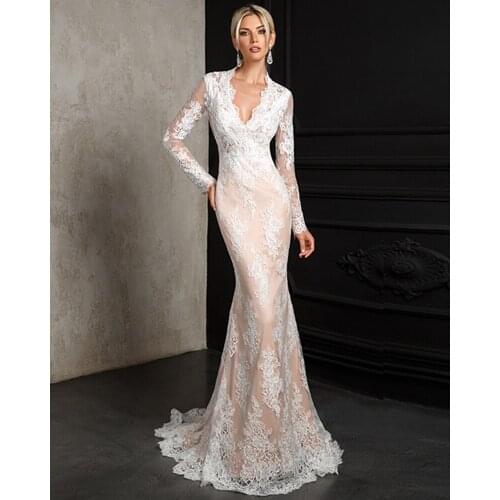 Brautkleid Long Sleeve Mermaid Wedding Dress Luxury Vestido de Noiva Sereia Vintage Robe de Mariee Tulle Appliques Gelinlik