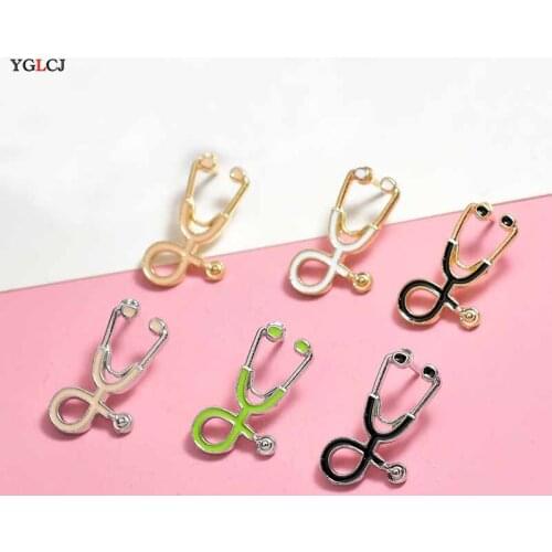 High Quality Men & Women Brooch Doctor Nurse Stethoscope Brooch Medical Jewelry Pin Needle Denim Jacket Collar Badge Pin Buckle