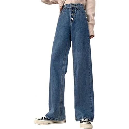 Jean Women High Waist Clothes Wide Leg Denim Clothing Blue Streetwear Vintage Quality Fashion Women Streetwear Straight Pants