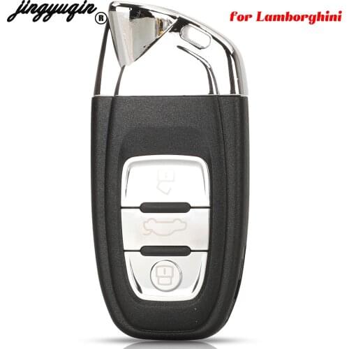 Jingyuqin 3 Buttons For Lamborghini Original Style Fob Remote Smart Key Shell Case With Uncut Blade Replacement