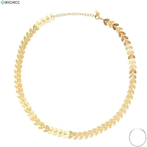 Kikichicc New 925 Sterling Silver 2020 Gold Leafs Charm Choker Necklace Fashion Rock Punk Special Jewelry Wedding Party Jewels