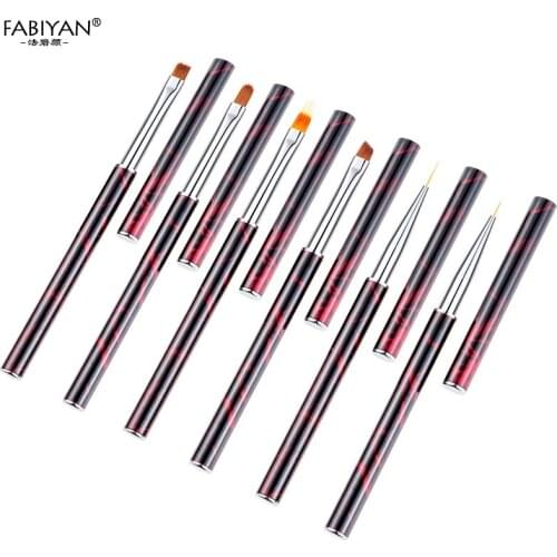Gradient Flat Round Head Nail Art Brush Liner Painting Drawing 3D DIY Design Flower Manicure Lines Grids UV Gel Tips Pen Tools