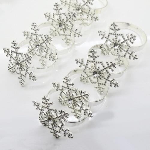 20pcs/lot SHSEJA Snowflake alloy napkin ring wedding party banquet dinner napkin ring Christmas decoration supplies