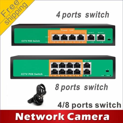 Free shipping 4-port PoE switch 4 +1 Port 8-port PoE switch 8 +1 Port Switch network cameras powered POE21004P POE21008P
