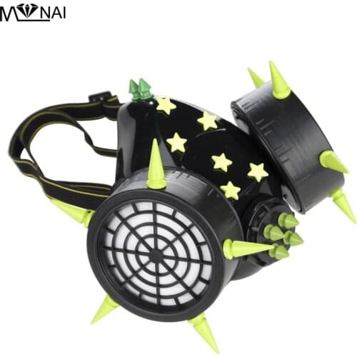 Steampunk Devil COS Anime Punk Mask Ghost Steps Street Green Star Spikes Masks Punk Cosplay Stage Party Face Masks Halloween