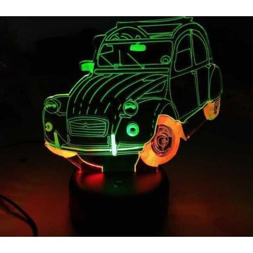 Mini Car Led 3d Nightlight Creative Colorful Touch Charging Led Usb Kids Lamp Visual Three-dimensional Gift Led Night Light