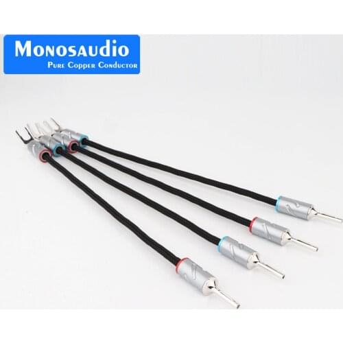 Monosaudio Eclipse series Pure Silver speaker jumper cable hi-end silver bridge wire with Y spade to Y spade connector plug