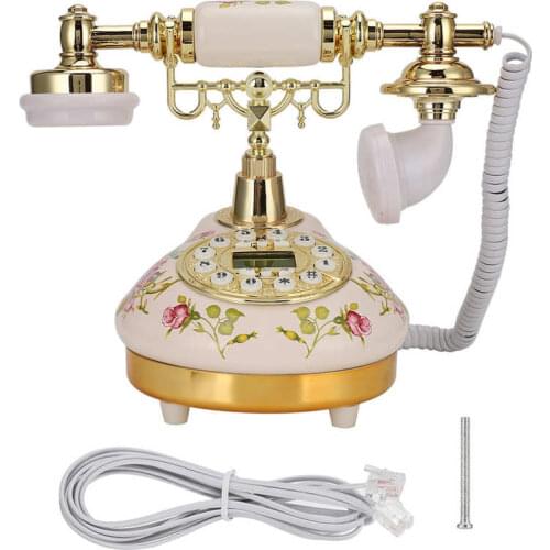 MS-9100 Round Base Ceramic European Rose Retro Telephone for Automatic Detection to FSK / DTMF Caller ID Calendar Telephone