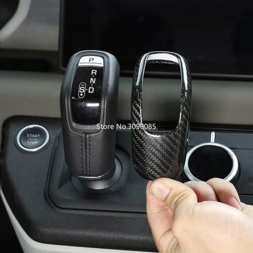 For Land Rover Defender 110 130 2020-22 Real Carbon Fiber Car Gear Shift Head Cover Trim Stickers Car styling Accessories