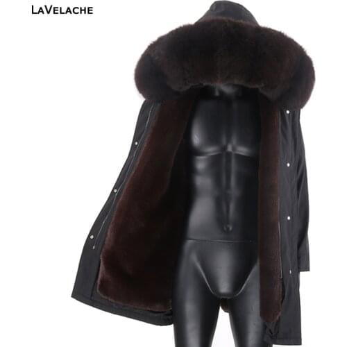 LaVelache 2020 New Men Parka Wool Liner Winter Jacket Coat Mens Warm Jackets Male Real Fur Thick Coats 7XL Plus Size Streetwear