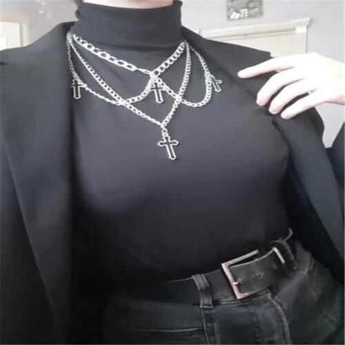 Luxury fashion Gothic Metal Cross Pendant Necklace mens and womens hip hop Gypsy Club accessories jewelry accessories