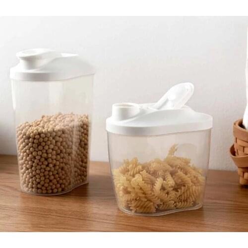 1000/1500ml Plastic Moisture-proof Sealed Cans Food Grain Rice Box Portable Organizer Kitchen Cereal Transparent Storage Bottles