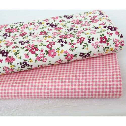 100*160CM 100%Cotton Fabric Twill Printed Cloth Pink floral lattice Fabric diy Clothing dress Handmade Sewing quilting patchwork