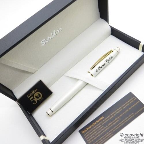 Scrikss 35 White Gold Fountain Pen | Scrikss Pen | İsme Special Pen | Gift Pen