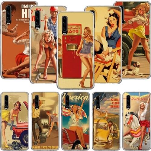 Sexy Pin Up Girl Vintege Phone Case For Huawei P30 P40 P20 P10 Mate 20 10 30 Lite Pro P Smart Z Plus Printing Cover Coque Shell