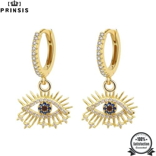 PrinSis Women Fashion Earrings Jewelry CZ Stones Hoop Eyes Earring Birthday Gift For Girls Korean Jewelry Hight Quality P024