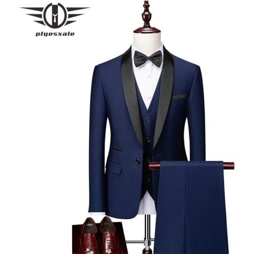 Gray Navy Blue Burgundy Men Suits For Wedding Elegant Three Piece Costume Homme Mariage Party Dinner Suit Male Big Size Q1252