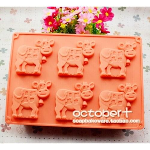 Six-cavity cows silicone Dessert cake mould jelly mold biscuit mold baking mould