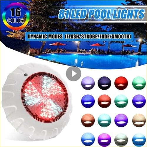 Modern Stainless Swimming Pool Lights 81LEDs IP68 Submersible Lamp LED Underwater Light RGB Multi-color AC12V Fountain Wall Lamp