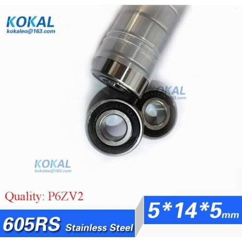 [SS605RS-P6]Free Shipping 10pcs 830015RS 605-2RS micro ball bearing 5mm*14mm*5mm S605-2RZ S605RS stainless steel bearing