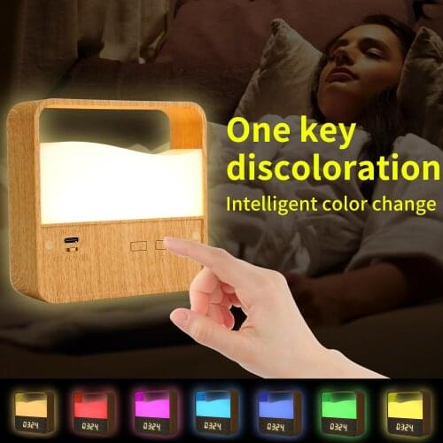 LED Clock Alarm Table Clock 7 Colors Temperature Night Light For Home Living Room Decorations